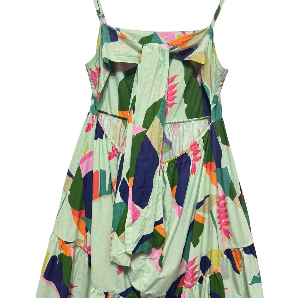 FARM Rio Tie Back Square Neck‎ Tiered Tropical Maxi Dress Sz M - Picture 6 of 12